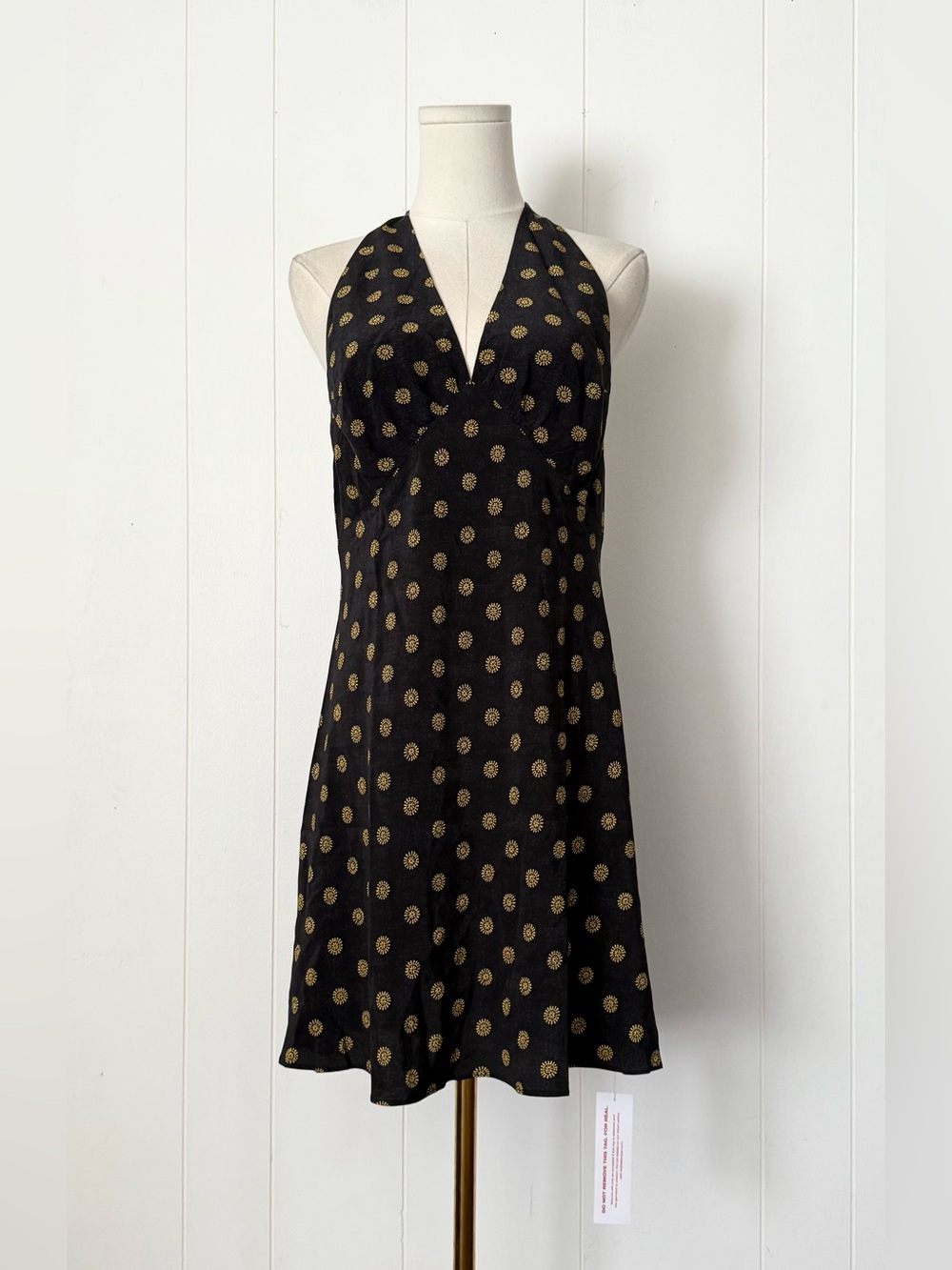 Réalisation Par The Leila Halter Backless Mini Dress 100% Silk in Sunburst XL - Picture 9 of 15